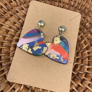 Cute heart handmade dangles. Pierced back